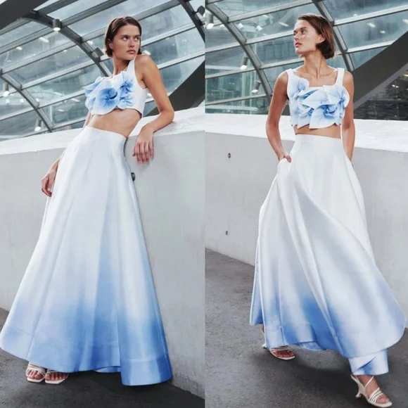 Acler Cragiburne Skirt and top set in Ivory & Midnight ombre Size US 6 NEW! - Picture 3 of 9